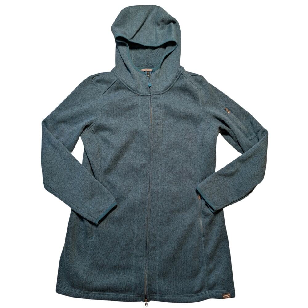 L.L.Bean Women's Teal Green Hooded Full Zip Sweater Fleece Jacket Size Large